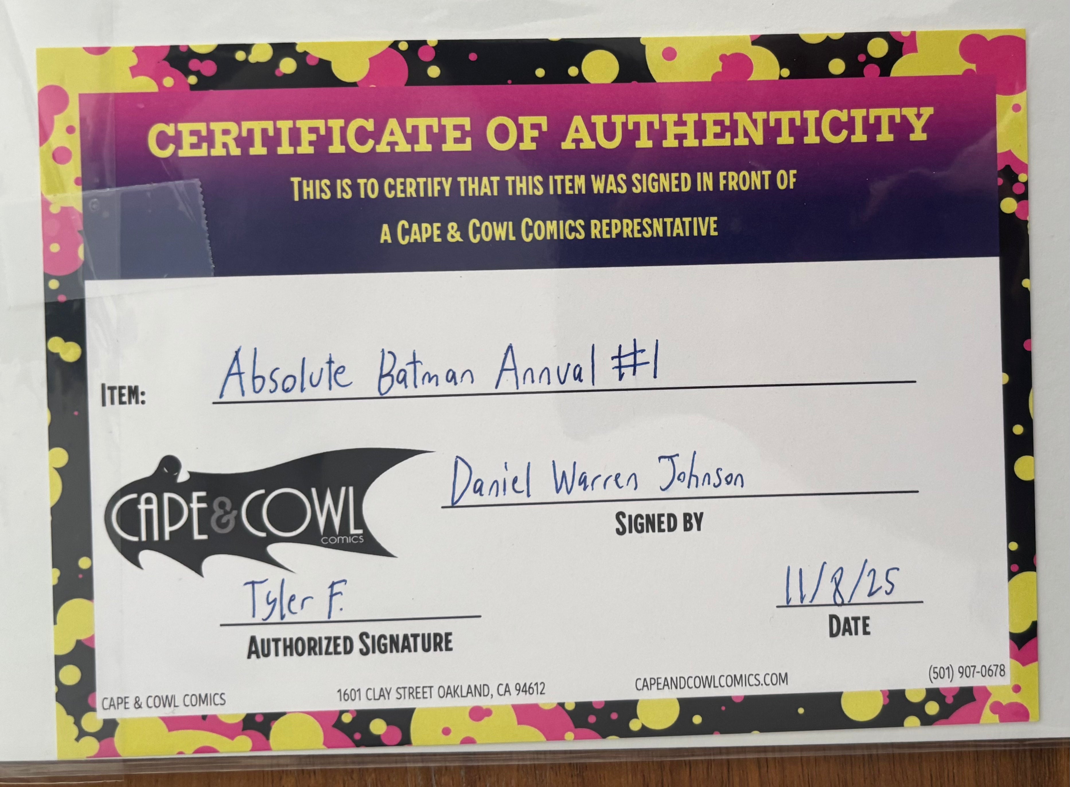 Absolute Batman Annual #1 Variant Signed
